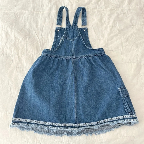 Vintage Kids Disney Winnie The Pooh Piglet Denim Jumper Overall Dress Size 7/8 - Picture 8 of 8